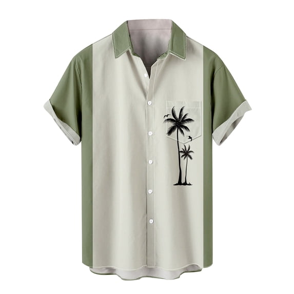IROINNID Men's Short Sleeves Halloween Printed Casual Blouse