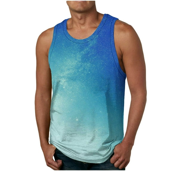 IROINNID Men's Sleeveless Tank A-Shirt, Tag Free & Moisture Wicking, Pullover Tie-dye Ribbed Stretch Fabric