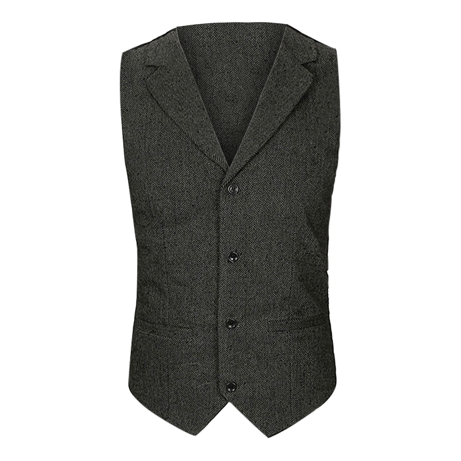 IROINNID Men's Sleeveless VNeck Notch Lapel Short Vest Solid Color