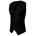 thumbnail image 1 of IROINNID Men's Sleeveless V-Neck Short Button Vest Solid Color Leisure Vest Single-breasted Slim Fit Jacket Business Waistcoat, 1 of 5