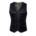 thumbnail image 1 of IROINNID Men's Sleeveless V-Neck Short Vest Print Comfy Everyday Party Double Breasted Blazer Jacket, 1 of 5