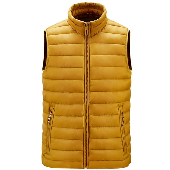 IROINNID Men's Sleeveless V-Neck Short Vest Solid Color Casual Autumn And Winter Jacket Cotton Waistcoat Warm Vest