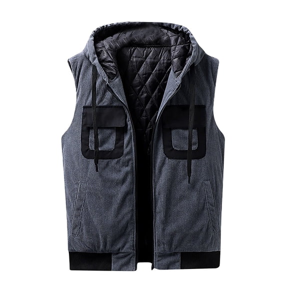 IROINNID Men's Sleeveless V-Neck Short Vest Solid Color Leisure Vest Pocket Tank Tops Jacket