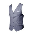 thumbnail image 1 of IROINNID Men's Sleeveless V-Neck Short Vest Solid Color Loose Autumn Winter Formal Business Tuxedo Suit Waistcoat Vest Jacket Top Coat, 1 of 5