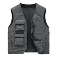 thumbnail image 1 of IROINNID Men's Sleeveless V-Neck Short Vest Solid Color Loose Workwear Vest Coat Stand Collar Jacket Tank Tops, 1 of 9