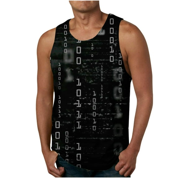 IROINNID Men's Sleeveless Workout Gym Tank Top, Tag Free & Moisture Wicking, Soft Undershirts Quick-Drying Printed Pullover Summer Ribbed Stretch Fabric