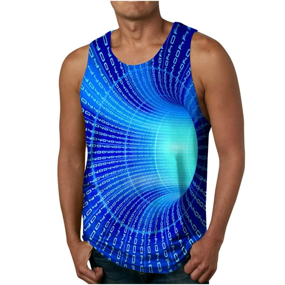 IROINNID Men's Sleeveless Workout Gym Tank Top, Tag Free & Moisture Wicking, Soft Undershirts Quick-Drying Pullover Summer Tie-dye Ribbed Stretch Fabric