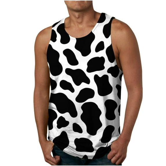 IROINNID Men's Sleeveless Workout Tank Top, Tag Free & Moisture Wicking, Soft Undershirts Quick-Drying Pullover Printed Summer Ribbed Stretch Fabric