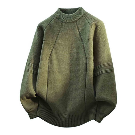 IROINNID Men's Solid Color Jacquard Crewneck Knit Sweater Long Sleeve Soft Warm Pullover Top Casual Winter Layering Essential Everyday Wardrobe Staple