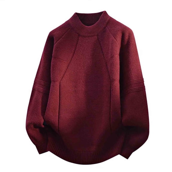 IROINNID Men's Solid Color Jacquard Crewneck Knit Sweater Long Sleeve Soft Warm Pullover Top Casual Winter Layering Essential Everyday Wardrobe Staple