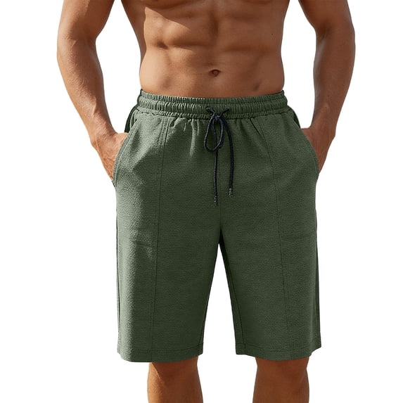 IROINNID Men's Solid Color Quick Dry Shorts with Elastic Drawstring Waist and Side Pockets Lightweight Breathable Summer Casual Sports Outdoor Daily Wear