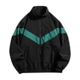 thumbnail image 1 of IROINNID Men's Striped Stand Collar Track Jacket Full Zip Lightweight Windbreaker Casual Sportswear Loose Fit Outdoor Running Top with Side Pockets, 1 of 8