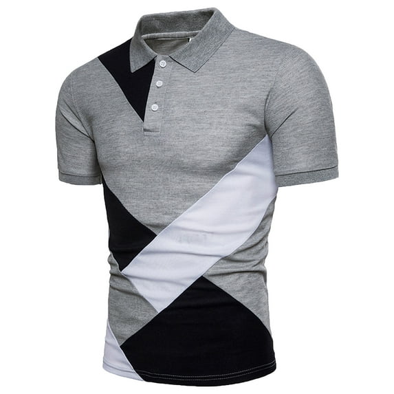 IROINNID Men's Stylish Stripe Printed Lapel Short Sleeve Hawaiian Style Blouse
