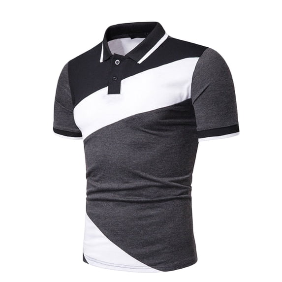 IROINNID Men's Stylish Stripe Printed Lapel Short Sleeve Hawaiian Style Blouse