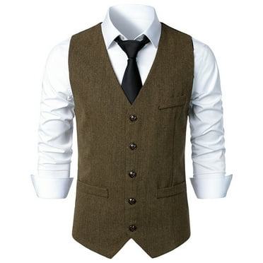 IROINNID Men's Suit Vest Blouse Business Formal Dress Waistcoat Vest with 2 Pockets Single Breasted Slim for Suit or Tuxedo