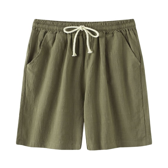 IROINNID Men's Summer Cotton Linen Beach Casual Bermuda Loose Shorts