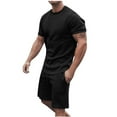 thumbnail image 1 of IROINNID Men's Summer Short-Sleeve Top Comfy Cotton Drawstring Casual Shorts Outdoor Wear Set, 1 of 7