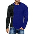 thumbnail image 1 of IROINNID Men's Sweater Round Neck Long Sleeve Jumper Mid-Length Color Block Leisure Pullover Autumn Winter Patchwork Color Low Sweater, 1 of 6
