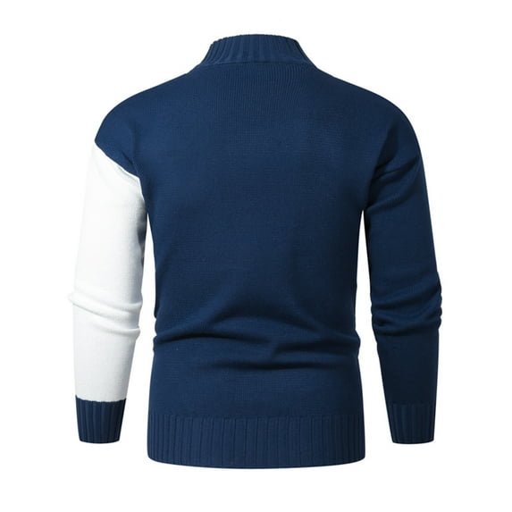 IROINNID Men's Sweater Round Neck Long Sleeve Jumper Mid-Length Color Block Warm Pullover Autumn And Winter Comfortable Trend All-match Fashion Stand Collar Sweater