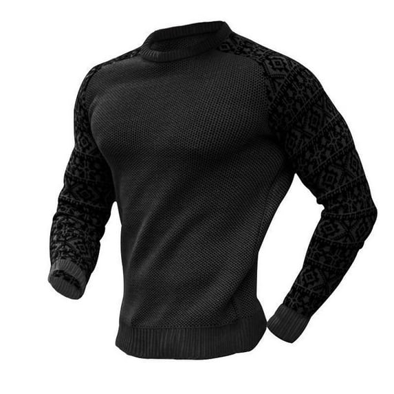 IROINNID Men's Sweater Round Neck Long Sleeve Jumper Mid-Length Contrast Color Warm Pullover Autumn And Winter Sweater Color block Sweater Tops Blouse