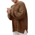 thumbnail image 1 of IROINNID Men's Sweater Round Neck Long Sleeve Jumper Mid-Length Solid Color Loose Pullover Autumn Winter Sweater Top Blouse, 1 of 2