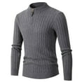 thumbnail image 1 of IROINNID Men's Sweater Round Neck Long Sleeve Jumper Mid-Length Solid Color Warm Pullover Half Sweater Rib Bottom Hem Shirt, 1 of 9