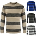 thumbnail image 1 of IROINNID Men's Sweater Round Neck Long Sleeve Jumper Mid-Length Stripes Casual Pullover Autumn And Winter Color Matching Personality Trend Sweater, 1 of 4