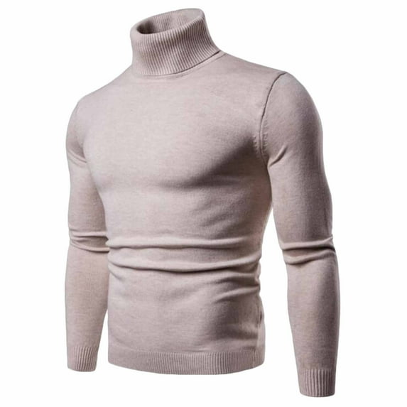 IROINNID Men's Sweater Turtleneck Long Sleeve Jumper Mid-Length Solid Color Knit Pullover Trim Base Sweater Blouse