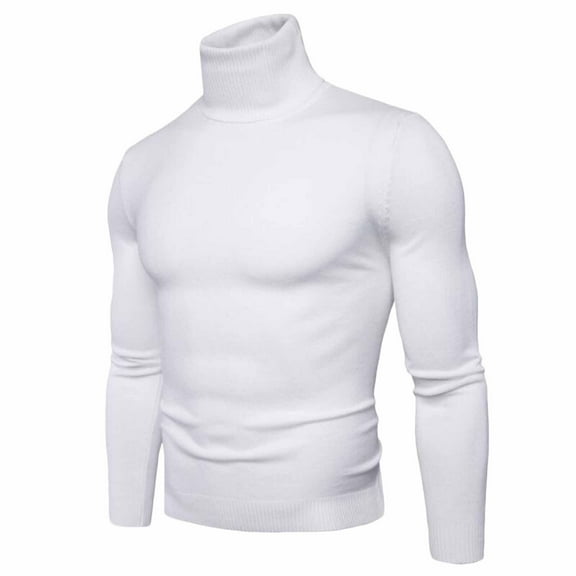 IROINNID Men's Sweater Turtleneck Long Sleeve Jumper Mid-Length Solid Color Knit Pullover Trim Base Sweater Blouse