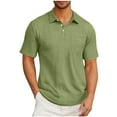thumbnail image 1 of IROINNID Men's Textured Short Sleeve Collared Shirt with Chest Pocket Lightweight Breathable Summer Top Casual Business Office Everyday Wear, 1 of 6