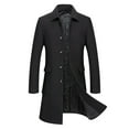 thumbnail image 1 of IROINNID Men's Trench coat Turndown Lapel Long Sleeve Solid Color Loose Autumn And Winter Business Medium Long Woolen Overcoat Stand Up Collar Plus Cotton Thickened Warm Coat, 1 of 9