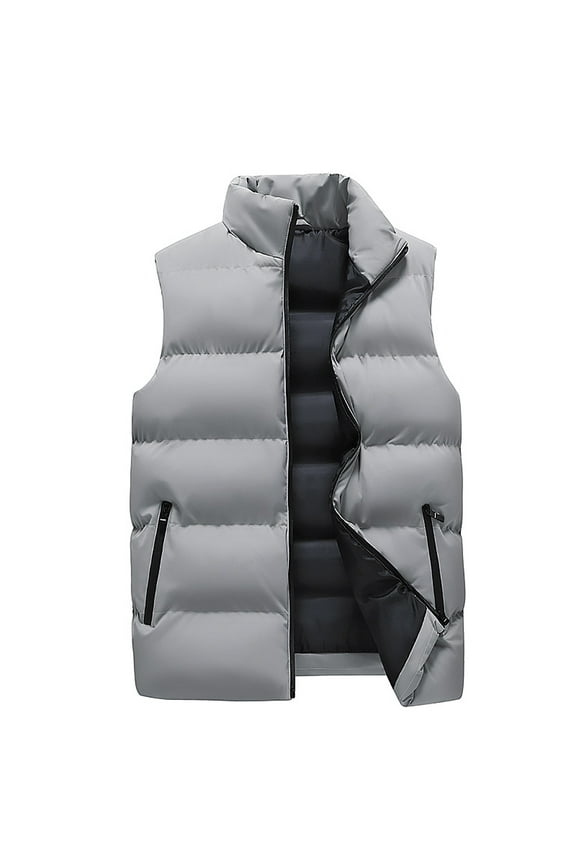 Men's Turtleneck Sleeveless Solid Color Loose Stand Collar Jacket Outerwear Padded Coat