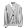 thumbnail image 1 of IROINNID Men's V Neck Cardigan Button Front Slim Fit Long Sleeve Knit Sweater Top Solid Color Casual Outerwear for Office Daily Commute Wear, 1 of 6