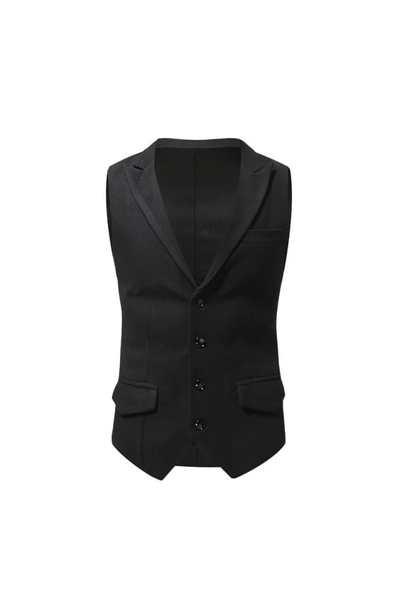 Men's V-Neck Peak Lapel Sleeveless Solid Color Comfy Single-breasted Vest Gilet Fit Breathable Business Streetwear Jacket