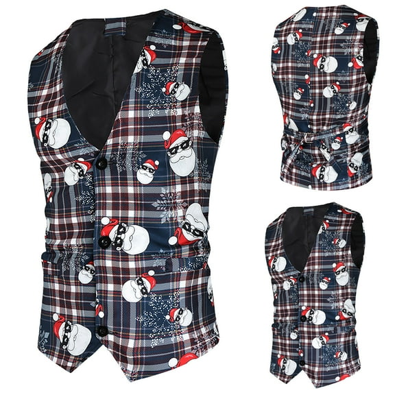 IROINNID Men's V-Neck Sleeveless Graphic Prints Comfy Trend Personality Christmas Vest