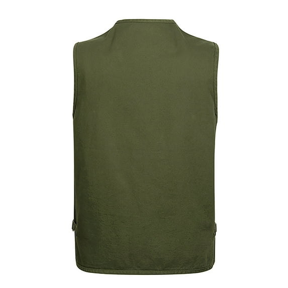 IROINNID Men's V-Neck Sleeveless Solid Color Leisure Outdoor Vest Jacket Lightweight Vest With Pockets