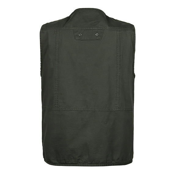 IROINNID Men's V-Neck Sleeveless Solid Color Loose Outdoor Vest Jacket Lightweight Cargo Vest With Pockets