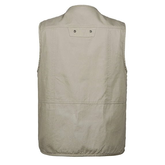 IROINNID Men's V-Neck Sleeveless Solid Color Loose Outdoor Vest Jacket Lightweight Cargo Vest With Pockets
