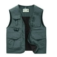 thumbnail image 1 of IROINNID Men's V-Neck Sleeveless Solid Color Loose Thin Sport Multi-bag Quick-drying Vest Mountaineering Tooling Outdoor Vest Jackets, 1 of 9
