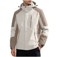 thumbnail image 1 of IROINNID Men's Waterproof Hooded Windbreaker Jacket Color Block Lightweight Outdoor Rain Coat with Adjustable Drawstring and Zipper Pockets for Hiking Camping, 1 of 9