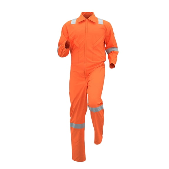 IROINNID Men's Work Coveralls Long Sleeve Reflective Safety Jumpsuit Turndown Collar Zipper Front Utility Uniform with Pockets for Construction Workshop Auto Repair