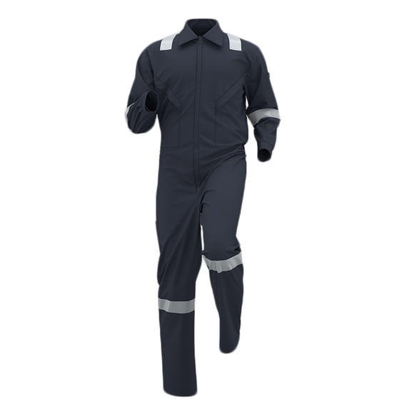 IROINNID Men's Work Coveralls Long Sleeve Reflective Safety Jumpsuit Turndown Collar Zipper Front Utility Uniform with Pockets for Construction Workshop Auto Repair