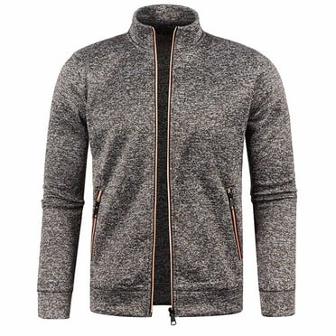 IROINNID Men's Zip Up Long Sleeve Solid Color Loose Autumn And Winter Long Sweater Sleeve Thin Velvet Sweater Coat