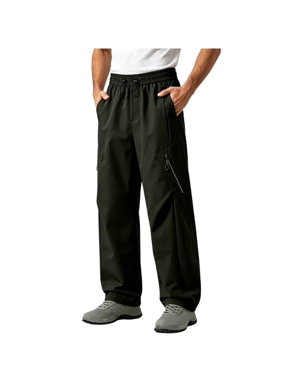 Mens 3-in-1 Outdoor Pants Waterproof Windproof Fleece Lined Convertible Shell with Zippered Pockets for Hiking Trekking Camping Daily Wear