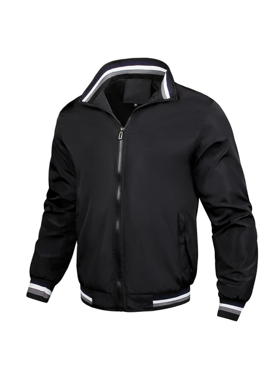 Mens Baseball Jacket Casual Winter With Pile Warm Jacket Mountaineering Wear Outdoor Sportswear Windbreaker Coat,Black