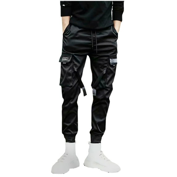 IROINNID Mens Cargo Pants Print Overalls Loose Harlan Large Pants Elastic Waist Pants