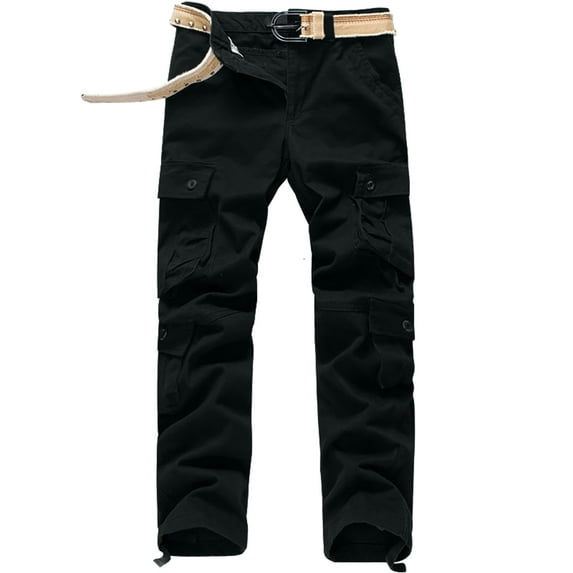 IROINNID Mens Cargo Pants Solid Color Multi-Pocket Washed Overalls Outdoor Pants Rigid Waist Skinny Pants