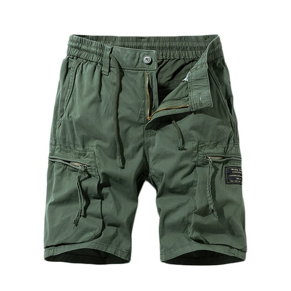 IROINNID Mens Casual Twill Cargo Shorts Cotton with Zipper Classic Cargo Stretch Short