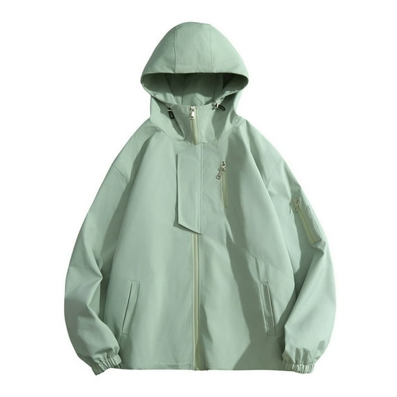 IROINNID Mens Casual Suit Hooded Coat Youth Outdoor Sports Wear Long Windbreaker Middle-aged Business Jacket,Green