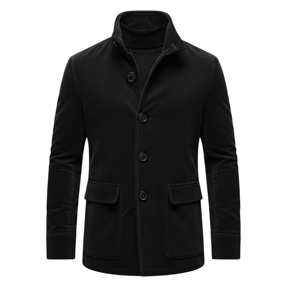 IROINNID Mens Corduroy Blazer Casual Stand Collar Button Down Suit Jacket Textured Long Sleeve Outerwear Business Work Coat for Fall Winter Daily